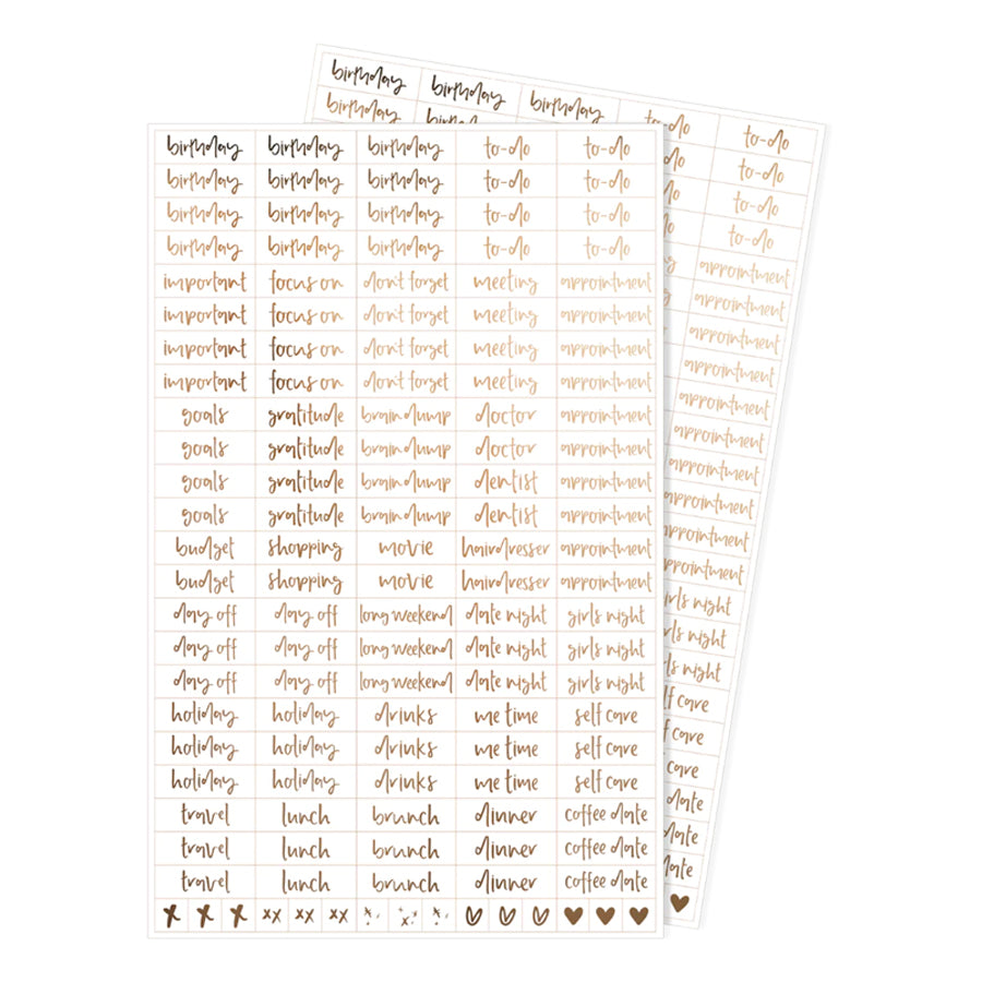 Word Stickers | The Essentials | Champagne Gold | 2 Sheets