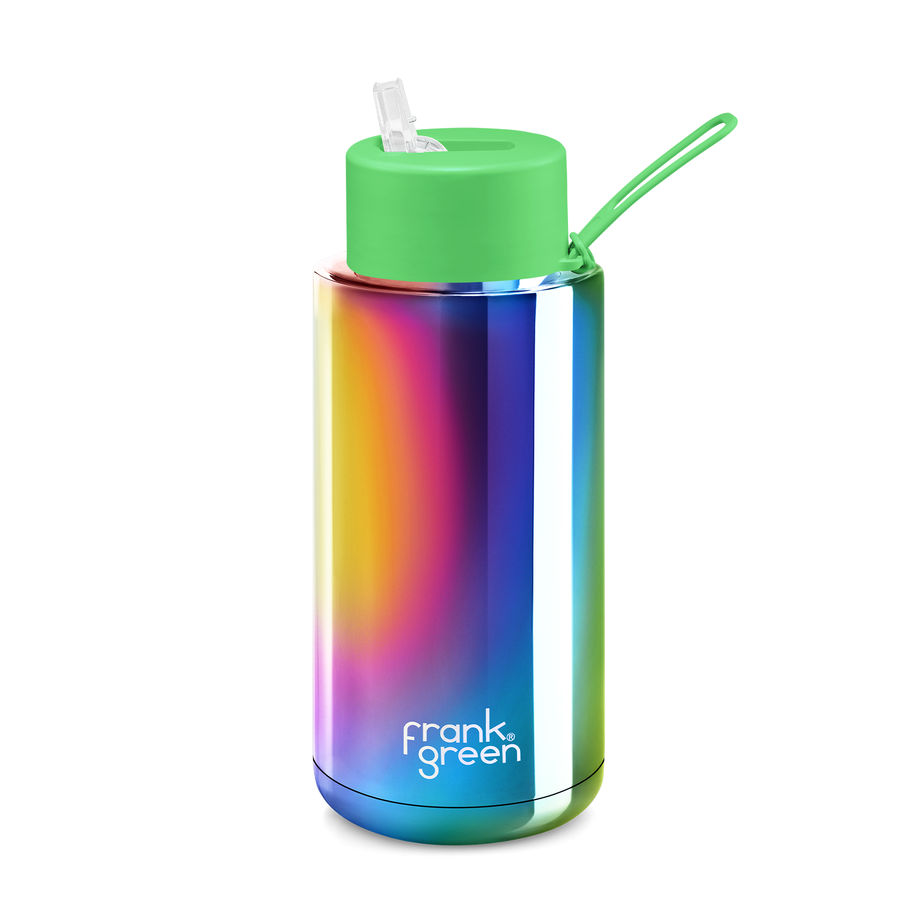 Frank Green Drink Bottle 1L - Rainbow/Neon Green