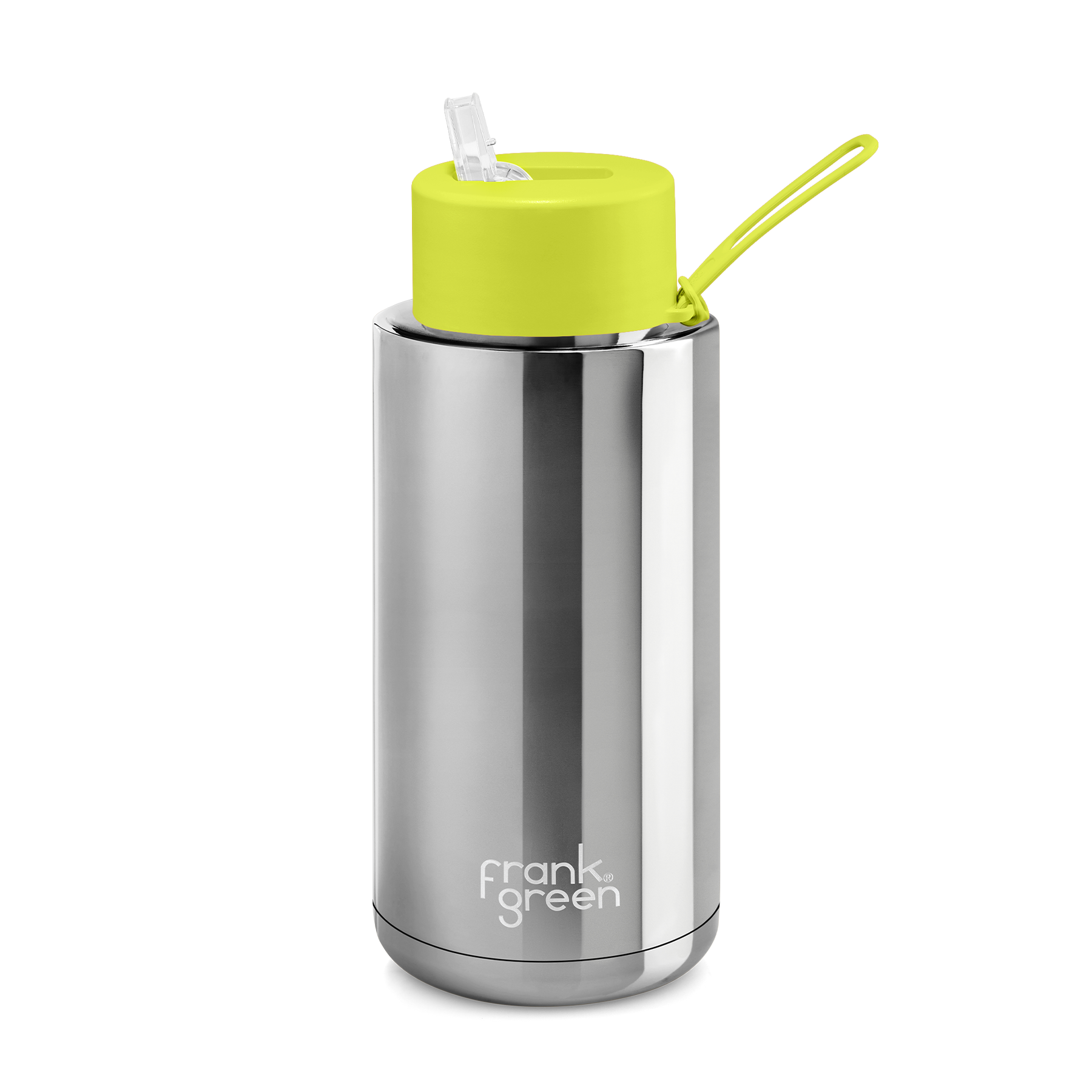 Frank Green Drink Bottle 1L - Silver/Neon Yellow