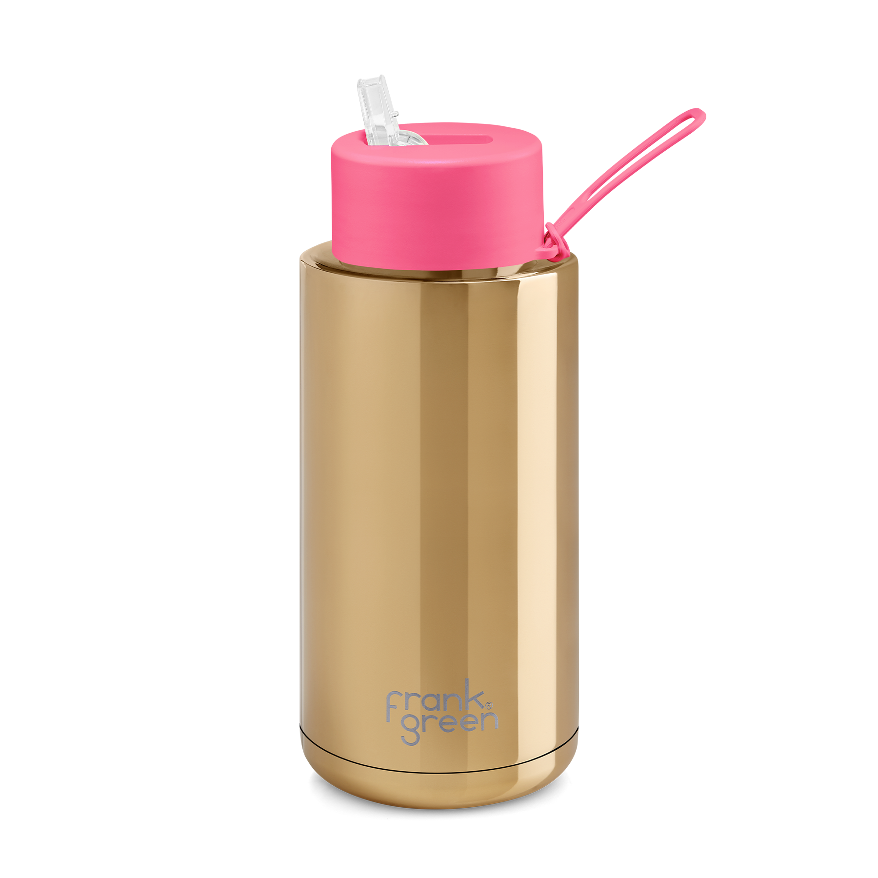 Frank Green Drink Bottle 1L - Gold/Neon Pink