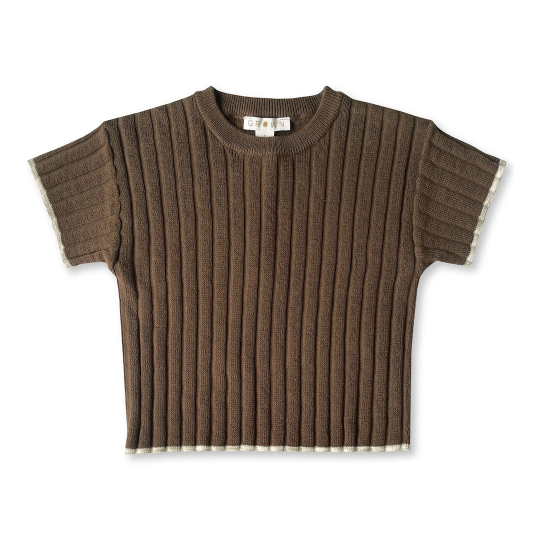 Grown Knitted Rib Tee - Chocolate