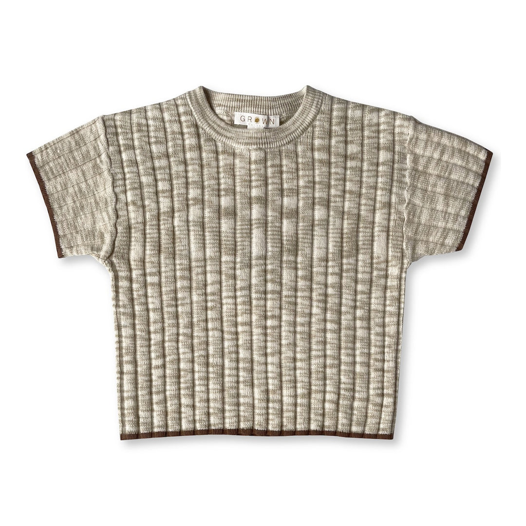 Grown Knitted Rib Tee - Latte