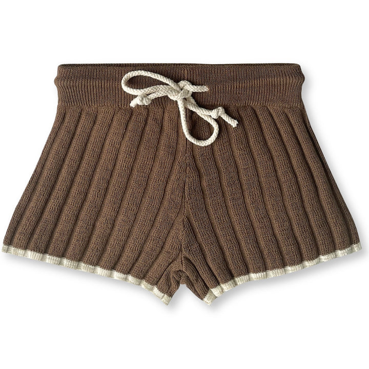 Grown Knitted Rib Shorts - Chocolate