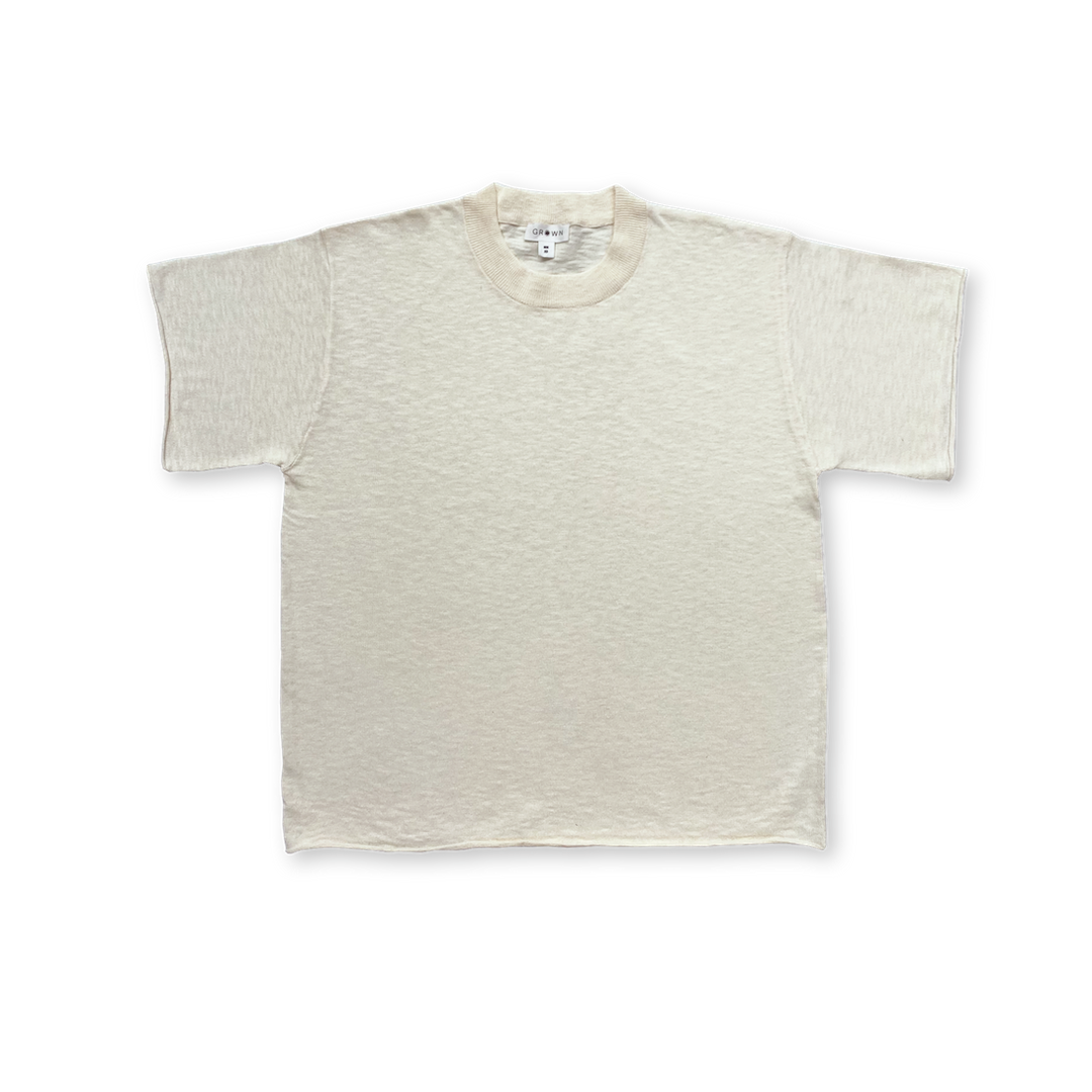 Grown Knitted Linen Raglan Tee - Milk