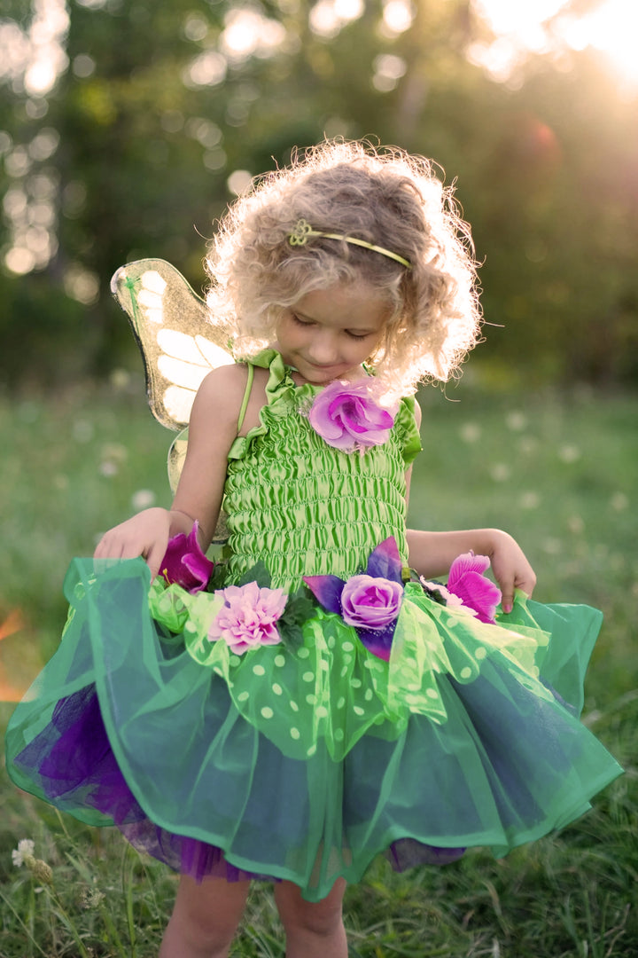 Green Fairy Blooms Deluxe Dress with Wings - Size 3-4