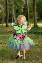 Green Fairy Blooms Deluxe Dress with Wings - Size 3-4