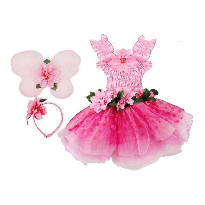 Pink Fairy Blooms Deluxe Dress with Wings/Headband-Size 3-4