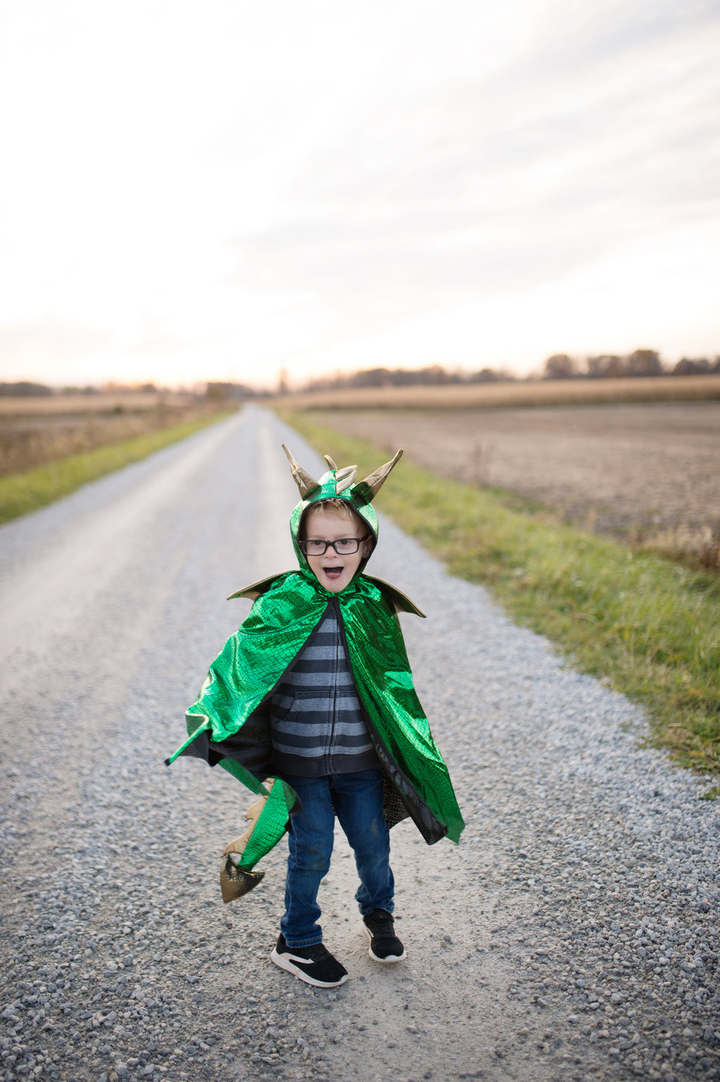 Green & Gold Dragon Cape - Size 5-6