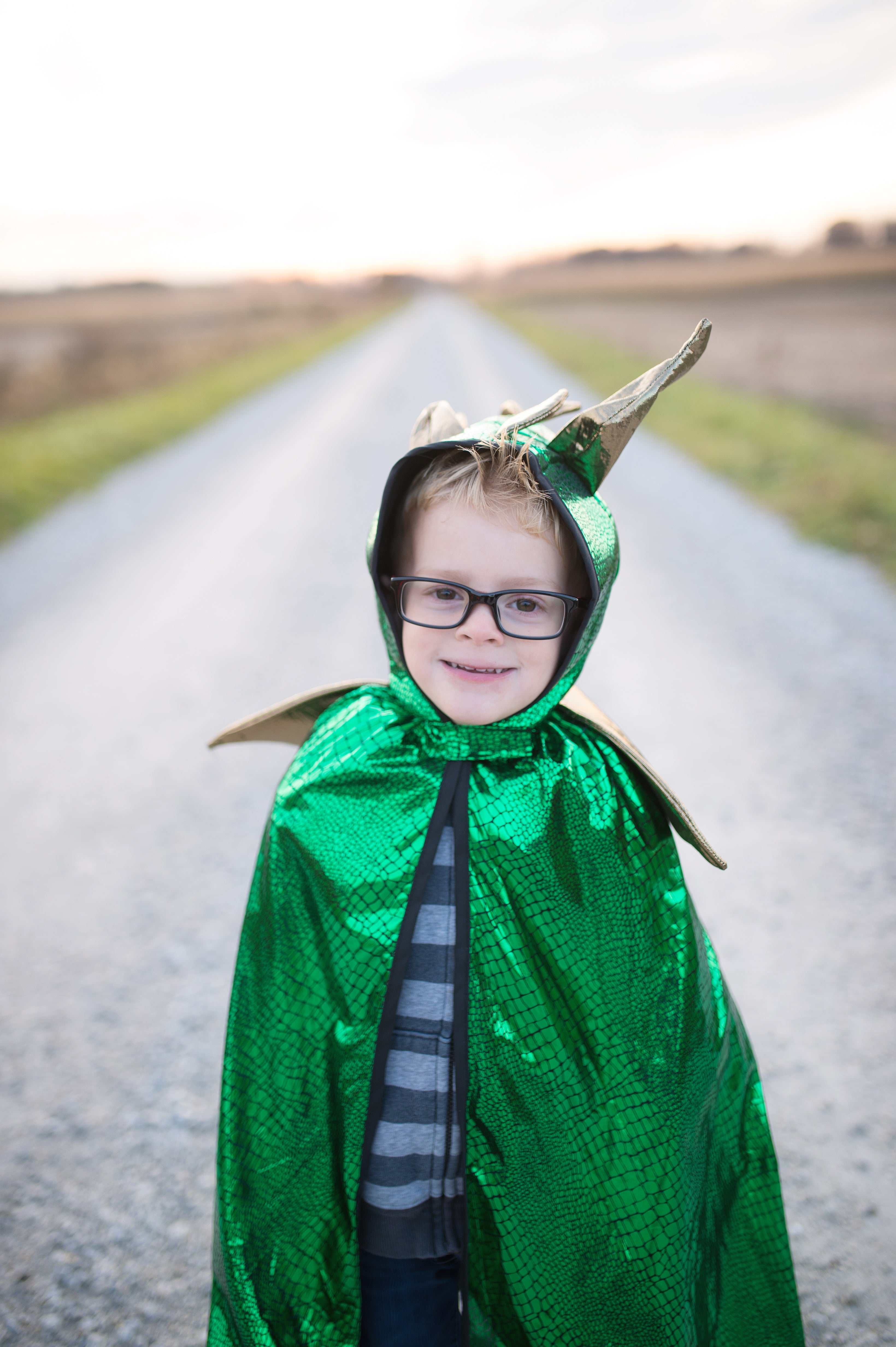 Green & Gold Dragon Cape - Size 5-6
