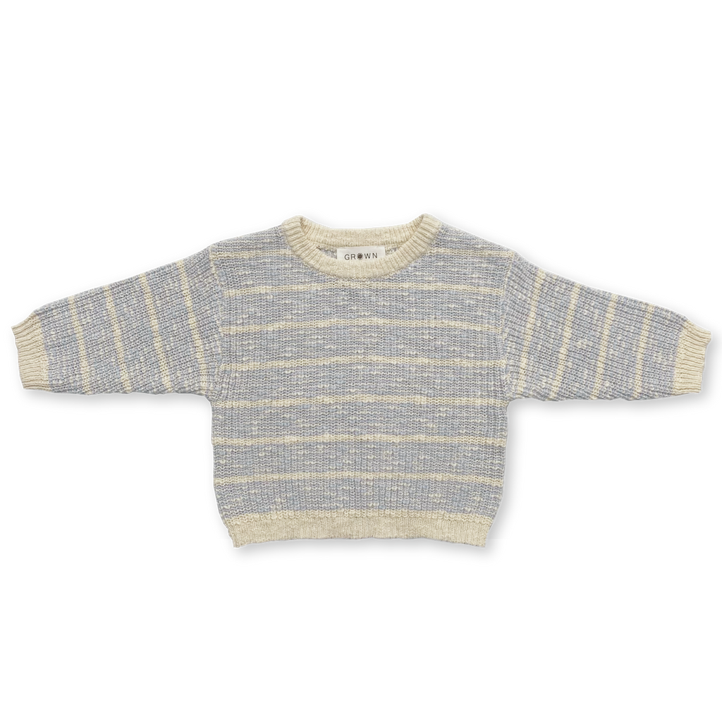 Grown Organic Textured Rib Pull Over - Aqua/Milk