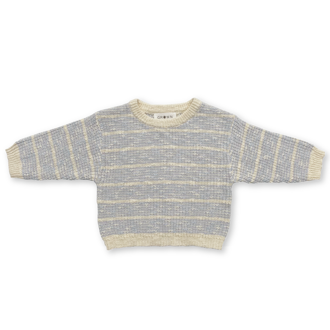 Grown Organic Textured Rib Pull Over - Aqua/Milk