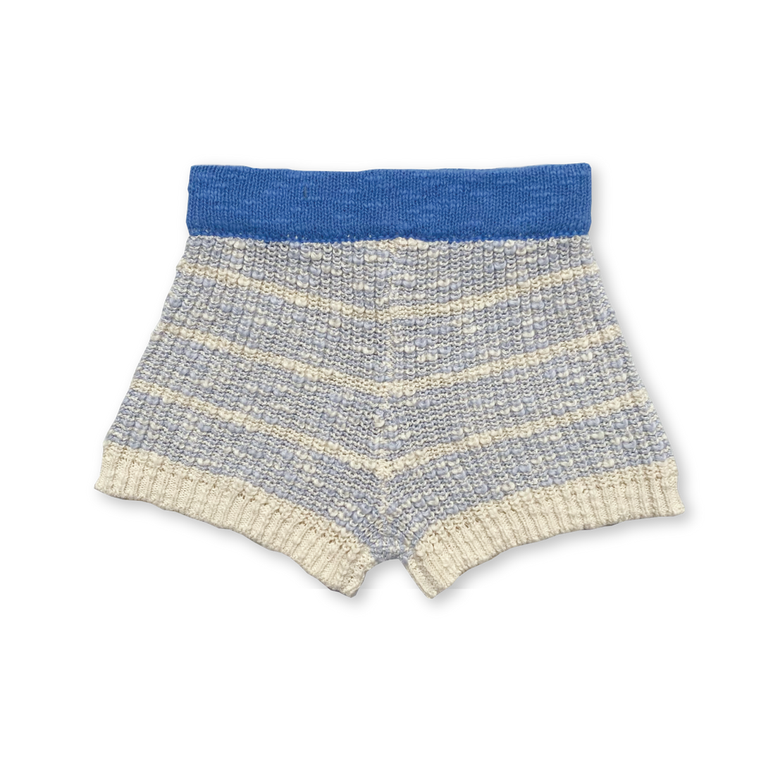 Grown Organic Textured Rib Shorts - Aqua/Milk