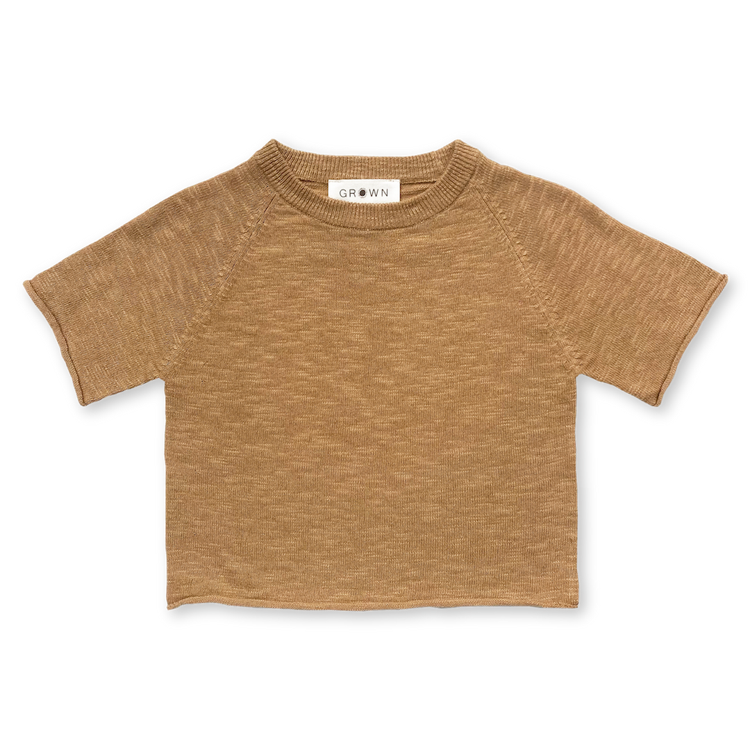 Grown Knitted Linen Raglan Tee - Cedar