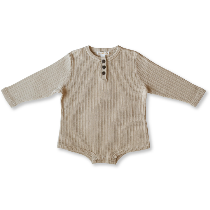 Grown Ribbed Button Bodysuit - Natural