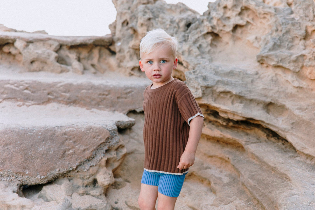 Grown Knitted Rib Tee - Chocolate