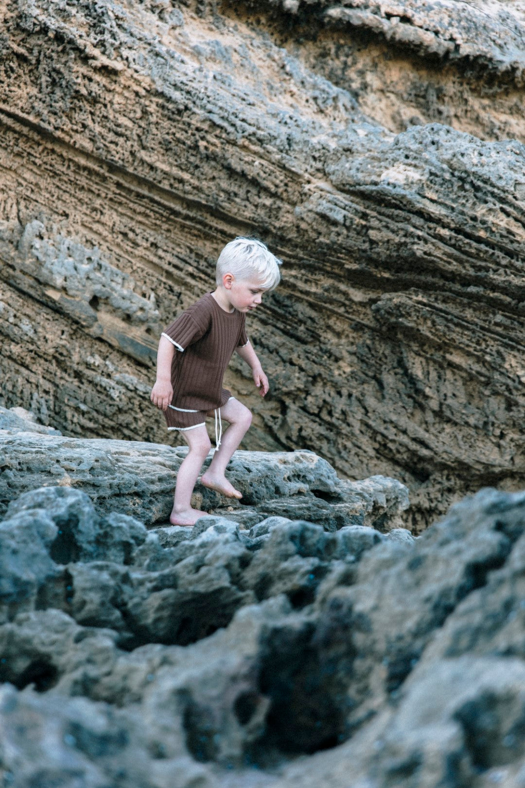 Grown Knitted Rib Shorts - Chocolate