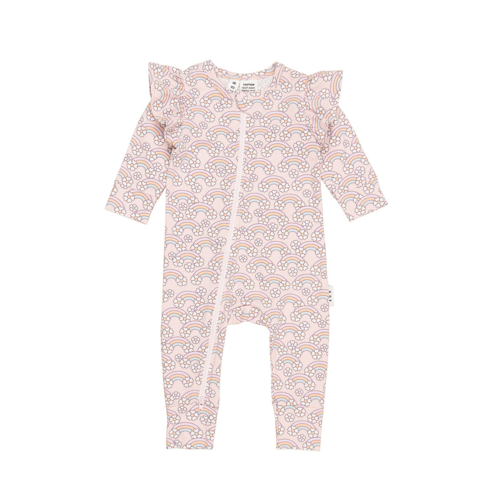 Flowerbow Frill Romper - Pink Pearl