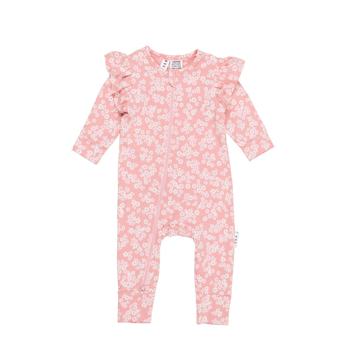 Huxbaby Peek A Boo Bunny Frill Romper - Dusty Rose