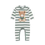 Teddy Hux Stripe Romper - Spruce + Almond