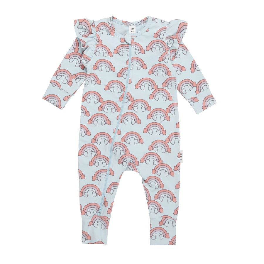 Huxbaby Rainbow Zip Romper - Sky