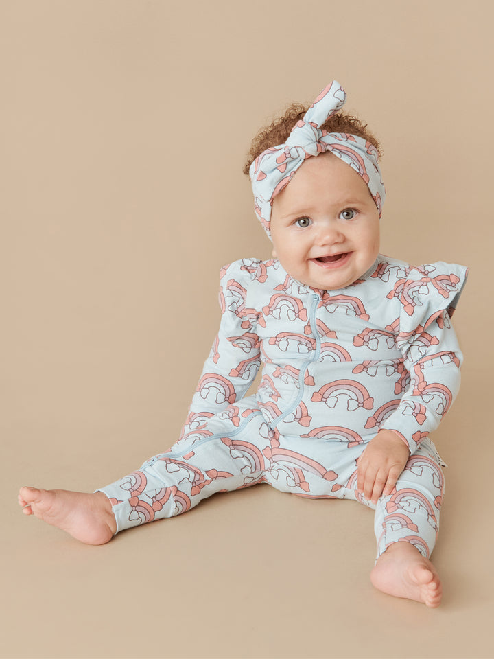 Huxbaby Rainbow Zip Romper - Sky