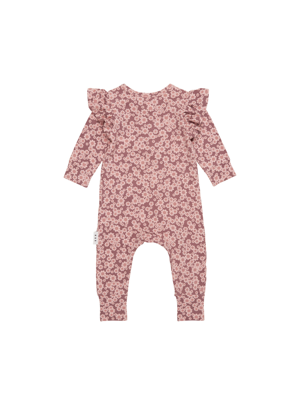 Huxbaby Flower Bear Zip Romper - Dusty Plum