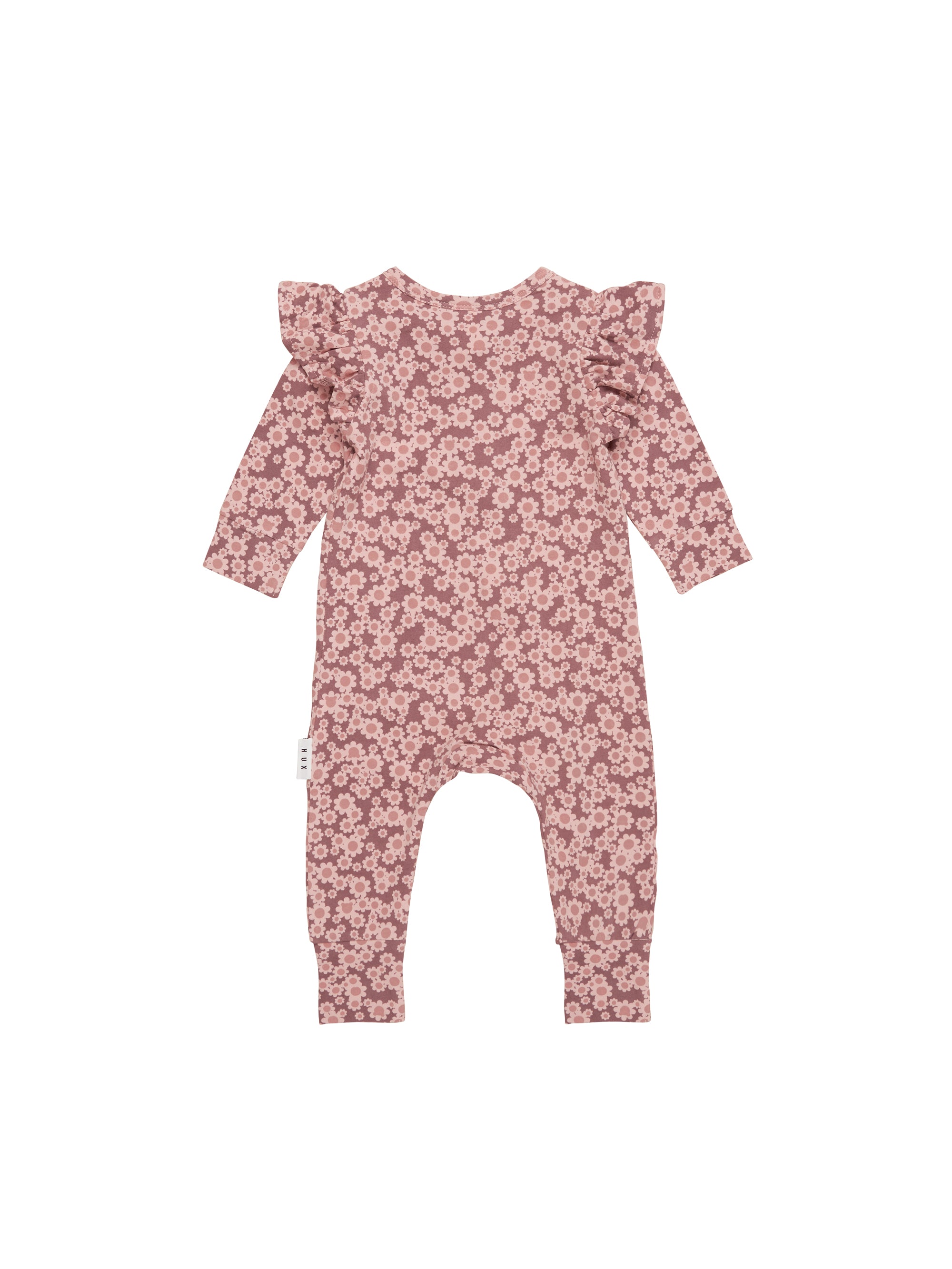 Huxbaby Flower Bear Zip Romper - Dusty Plum