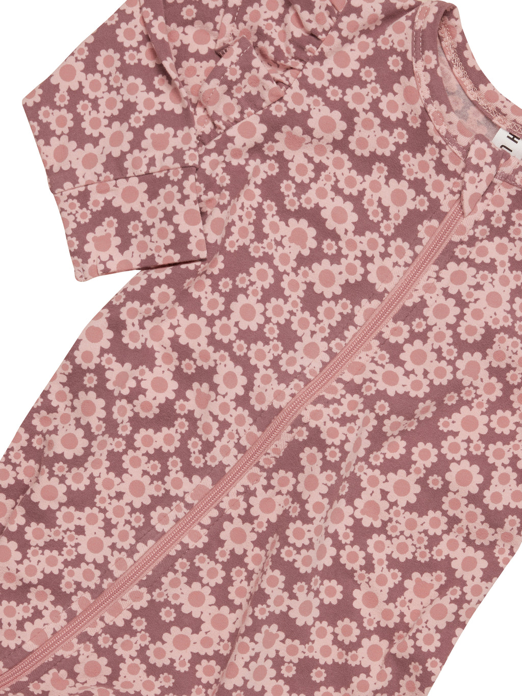 Huxbaby Flower Bear Zip Romper - Dusty Plum