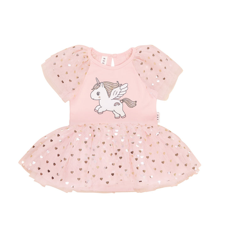Huxbaby Glitter Unicorn Ballet Onesie - Rosebud