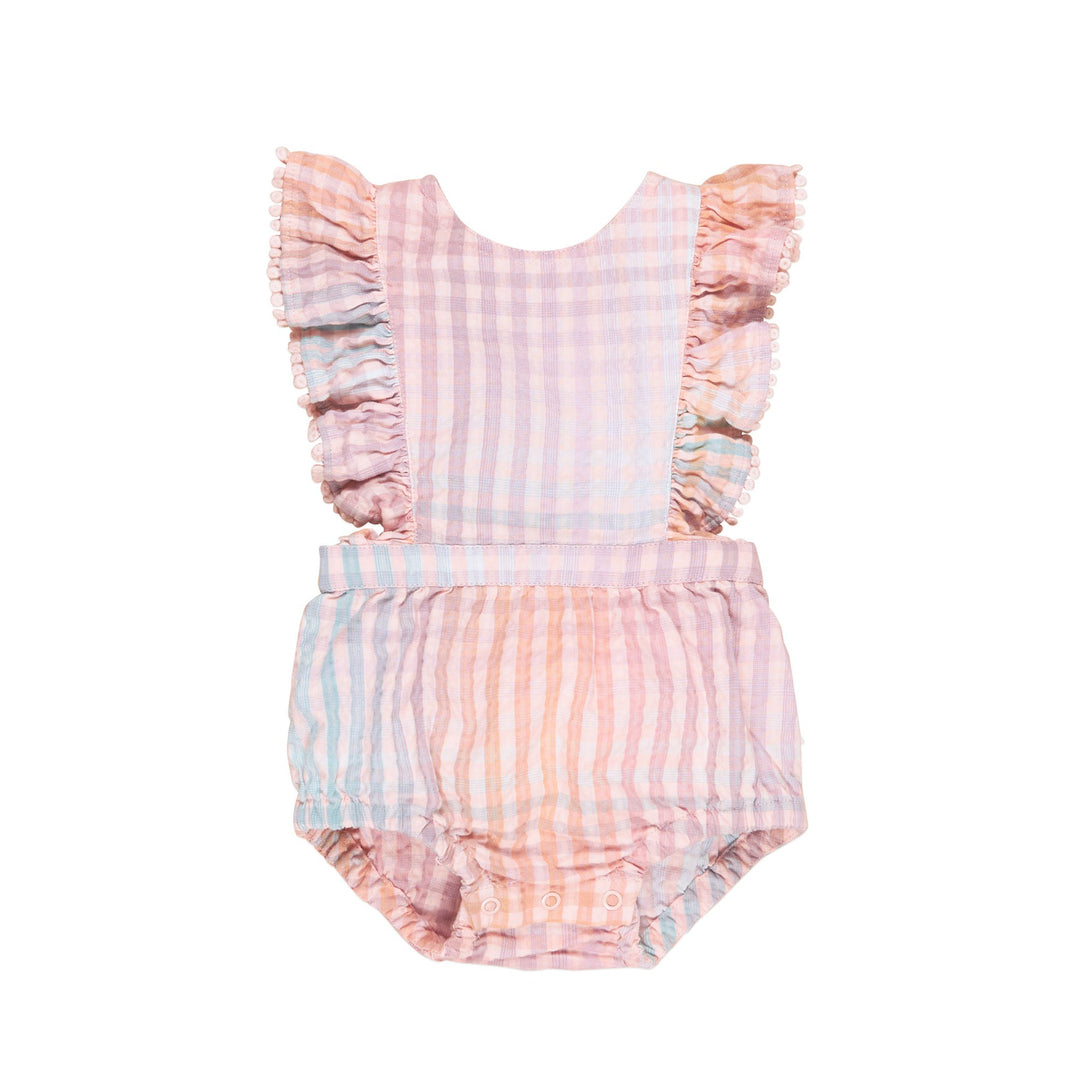 Huxbaby Frill Playsuit - Rainbow Check