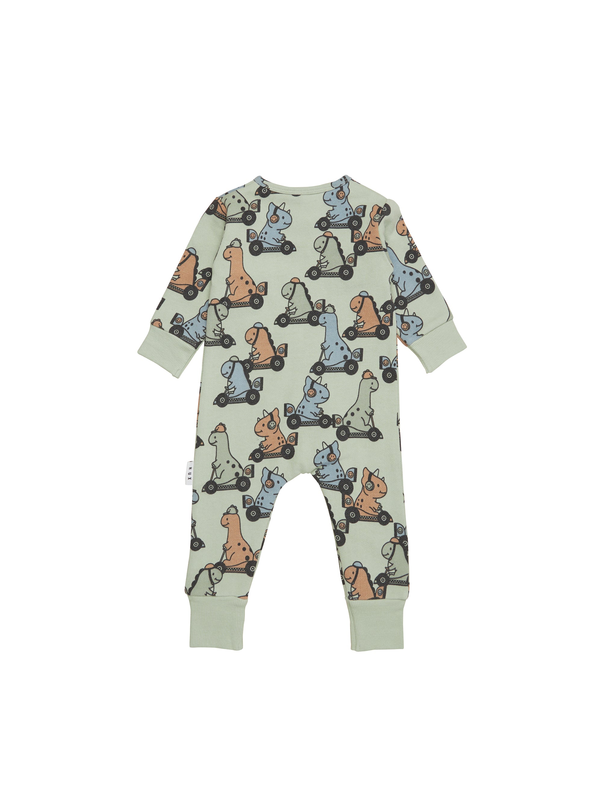 Huxbaby Dino Racer Zip Romper - Thyme