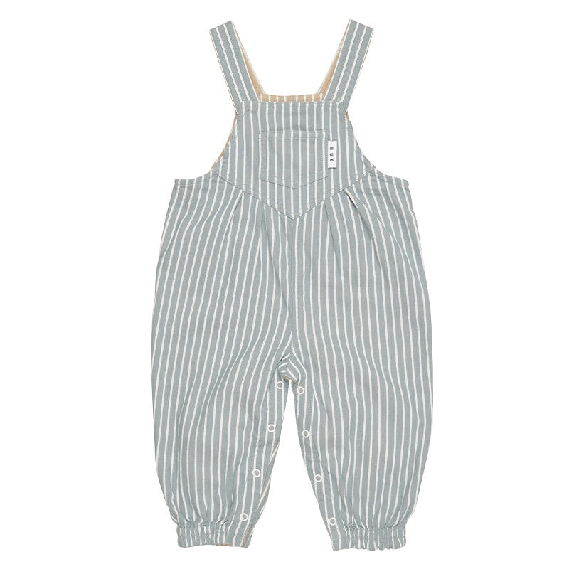 Huxbaby Stripe Reversible Overalls - Teal + Biscuit