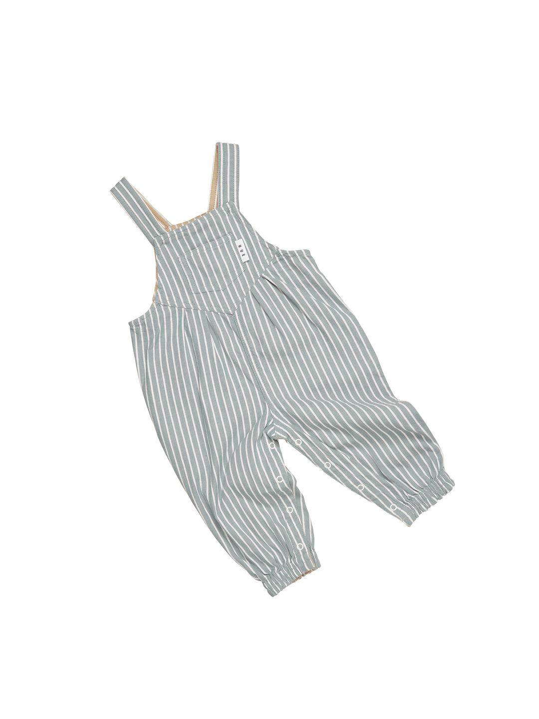 Huxbaby Stripe Reversible Overalls - Teal + Biscuit