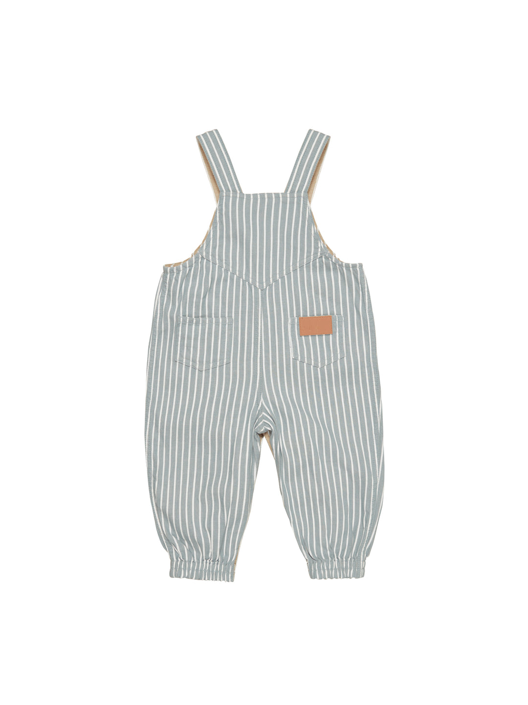 Huxbaby Stripe Reversible Overalls - Teal + Biscuit