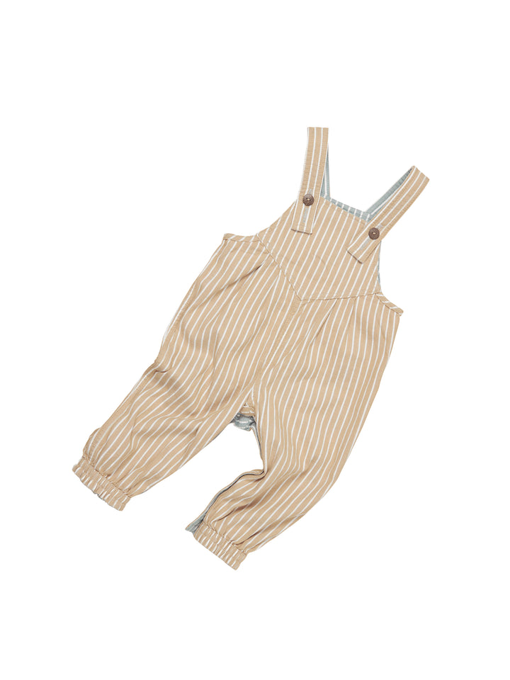 Huxbaby Stripe Reversible Overalls - Teal + Biscuit