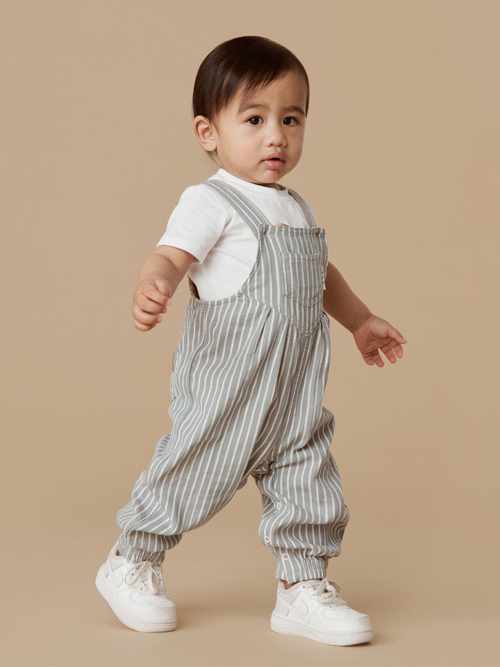 Huxbaby Stripe Reversible Overalls - Teal + Biscuit