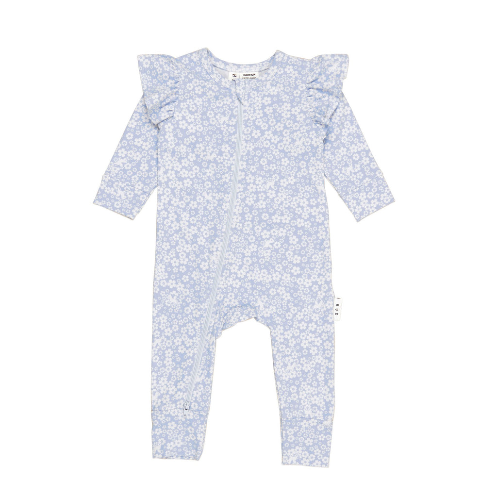 Unicorn Surprise Frill Romper - Dusty Blue
