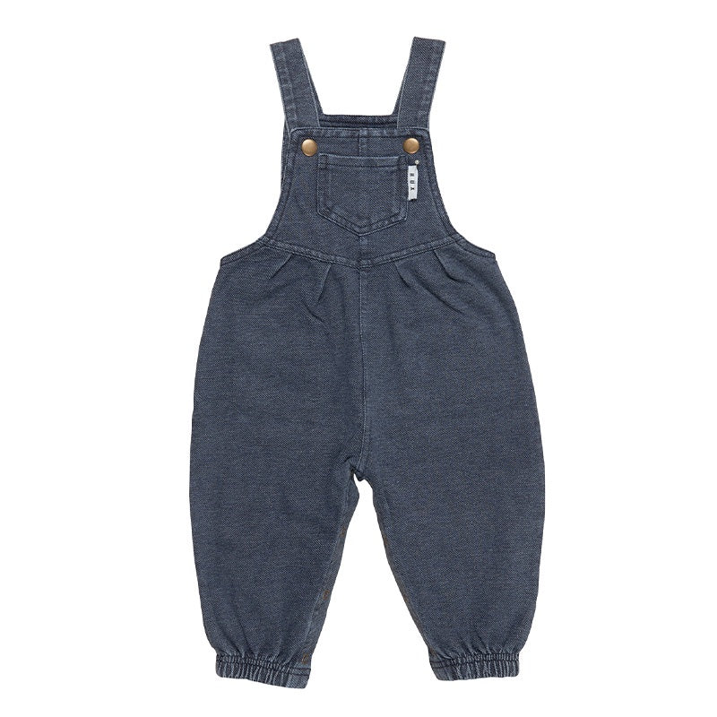 Huxbaby Rainbow Smiley Terry Overalls - Denim