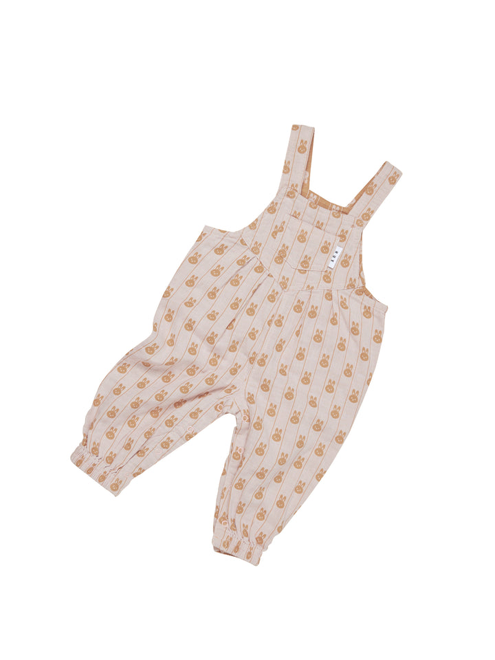 Huxbaby Bunny Stripe Reversible Overalls - Rose + Biscuit