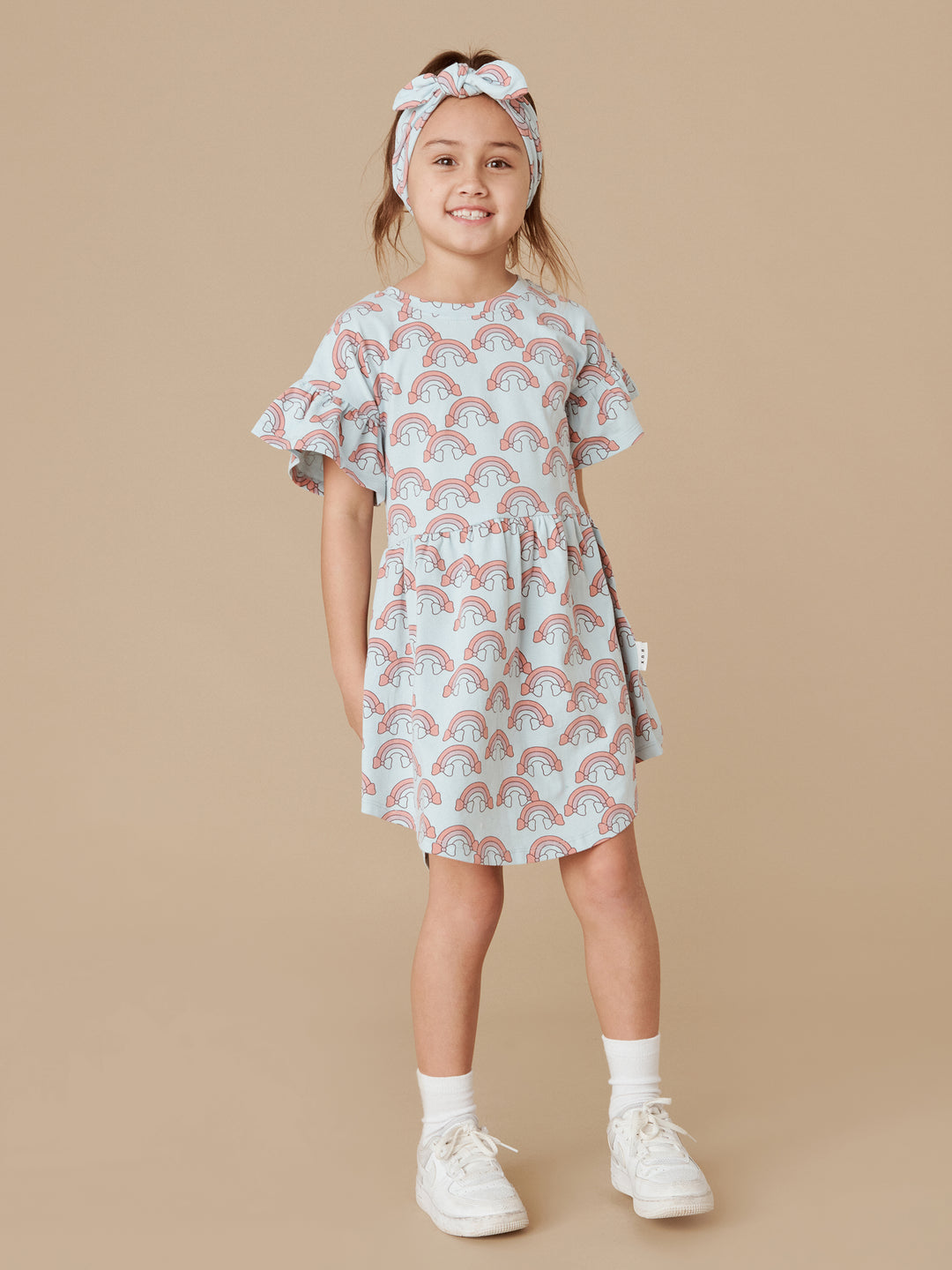 Huxbaby Rainbow Frill Swirl Dress - Sky