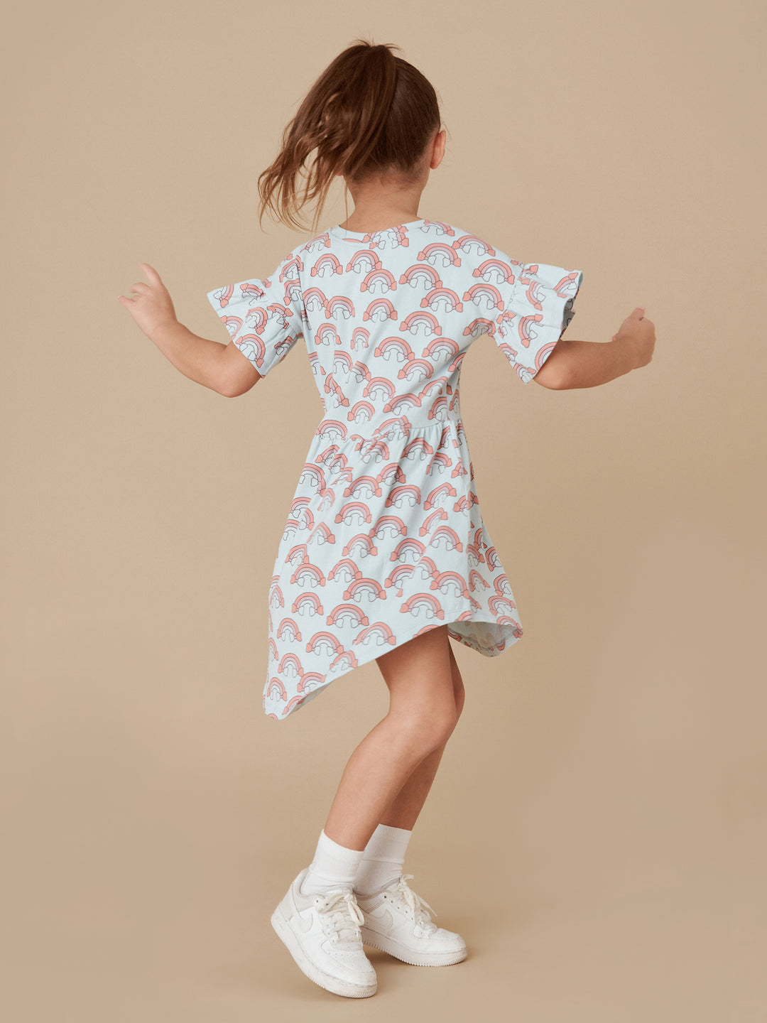 Huxbaby Rainbow Frill Swirl Dress - Sky