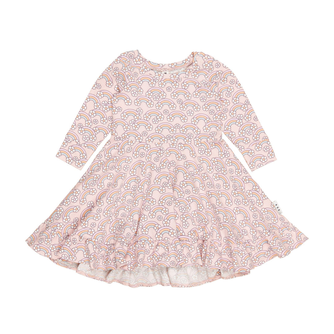 Huxbaby Flowerbow Long Sleeve Swing Dress - Pink Pearl