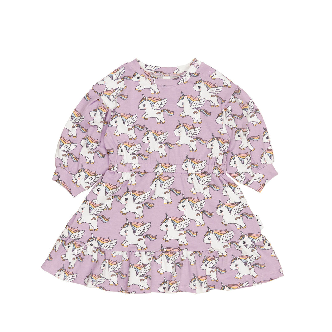 Huxbaby Magical Unicorn Drop Shoulder Dress - Orchid