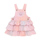 Frill Overall Dress - Rainbow Check