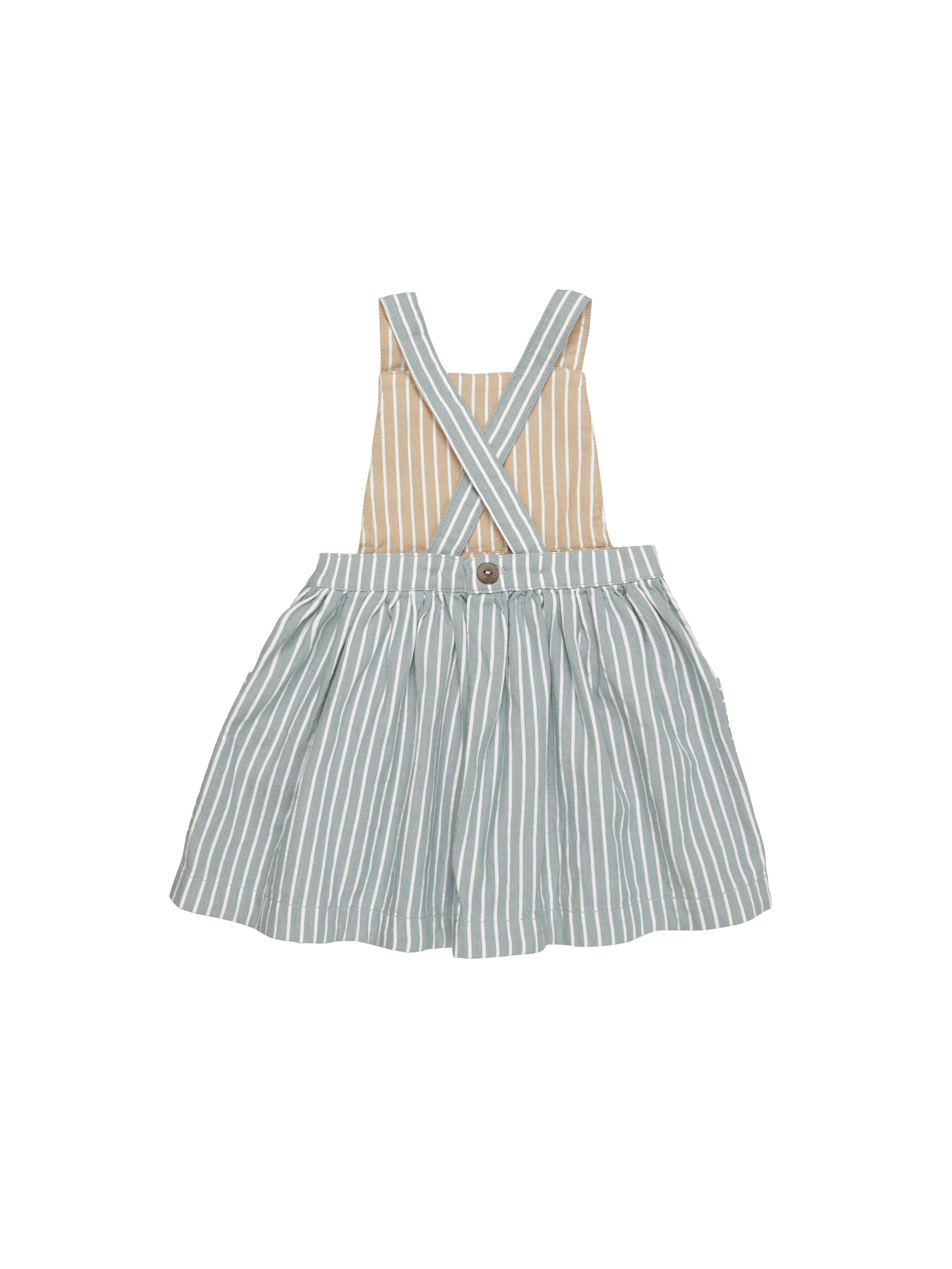 Huxbaby Stripe Reversible Pinafore - Teal + Biscuit