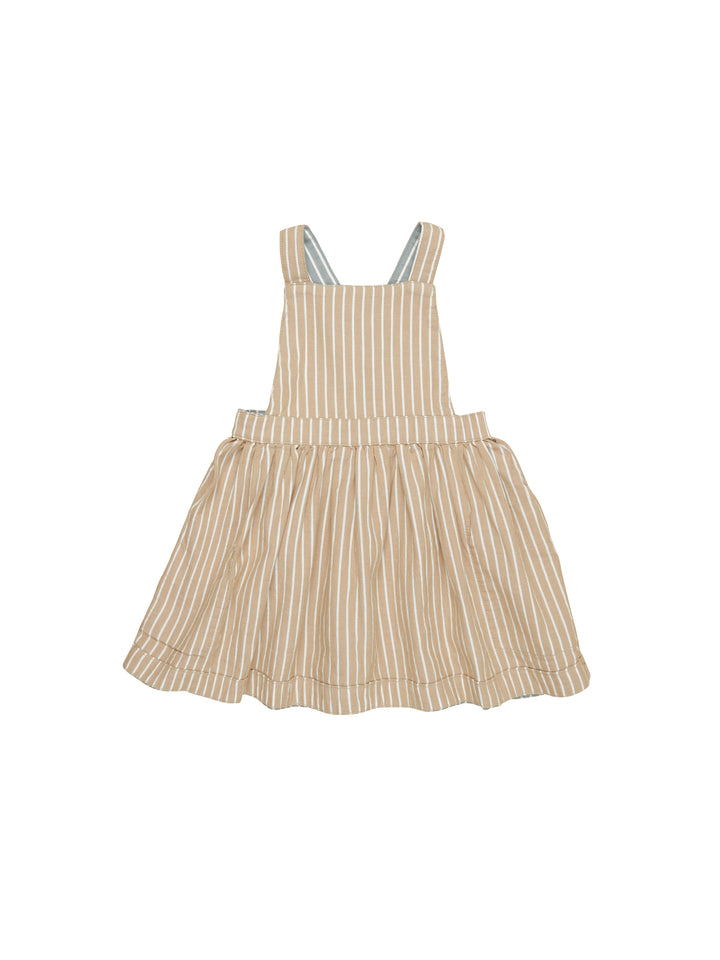 Huxbaby Stripe Reversible Pinafore - Teal + Biscuit