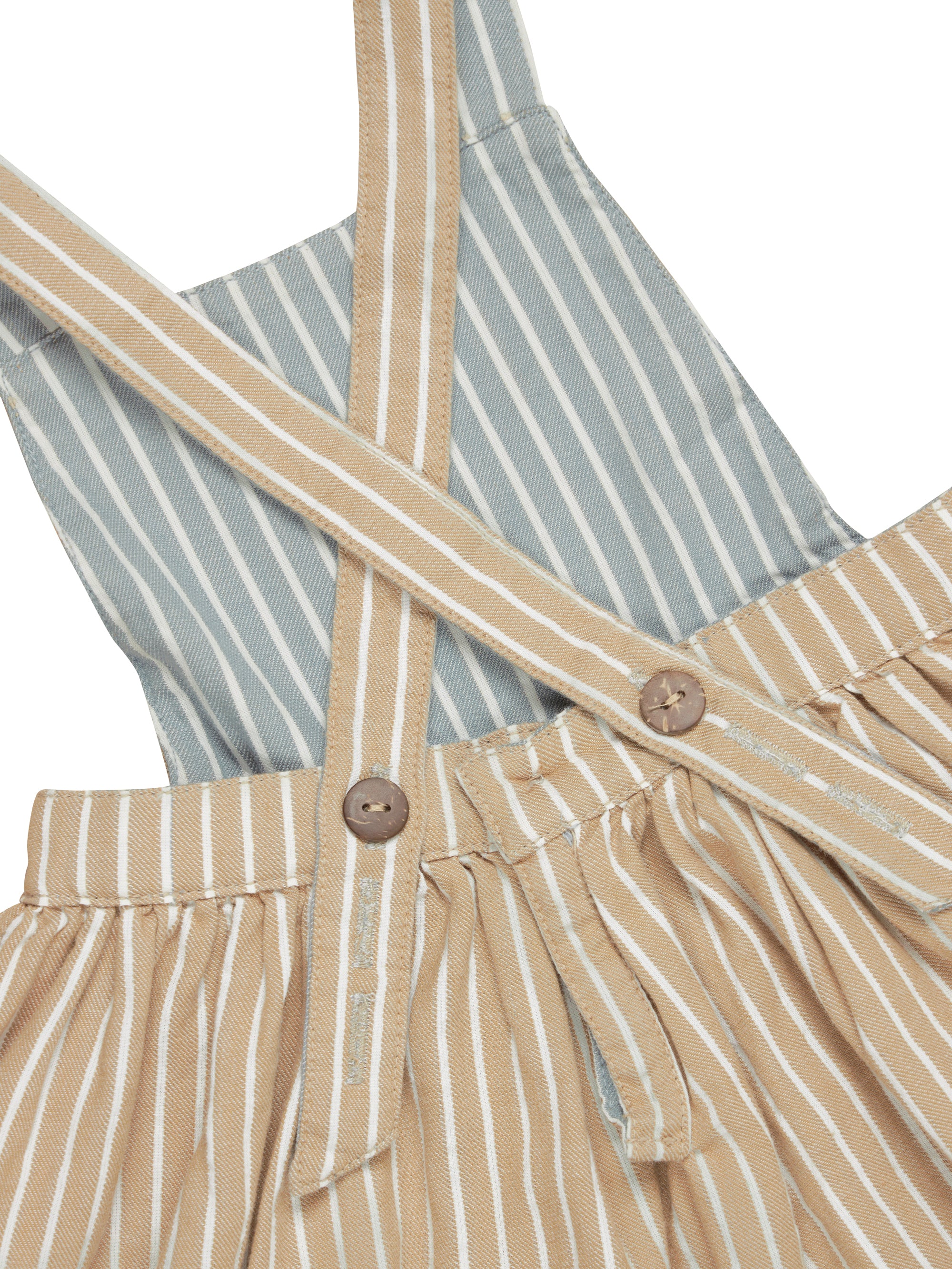 Huxbaby Stripe Reversible Pinafore - Teal + Biscuit