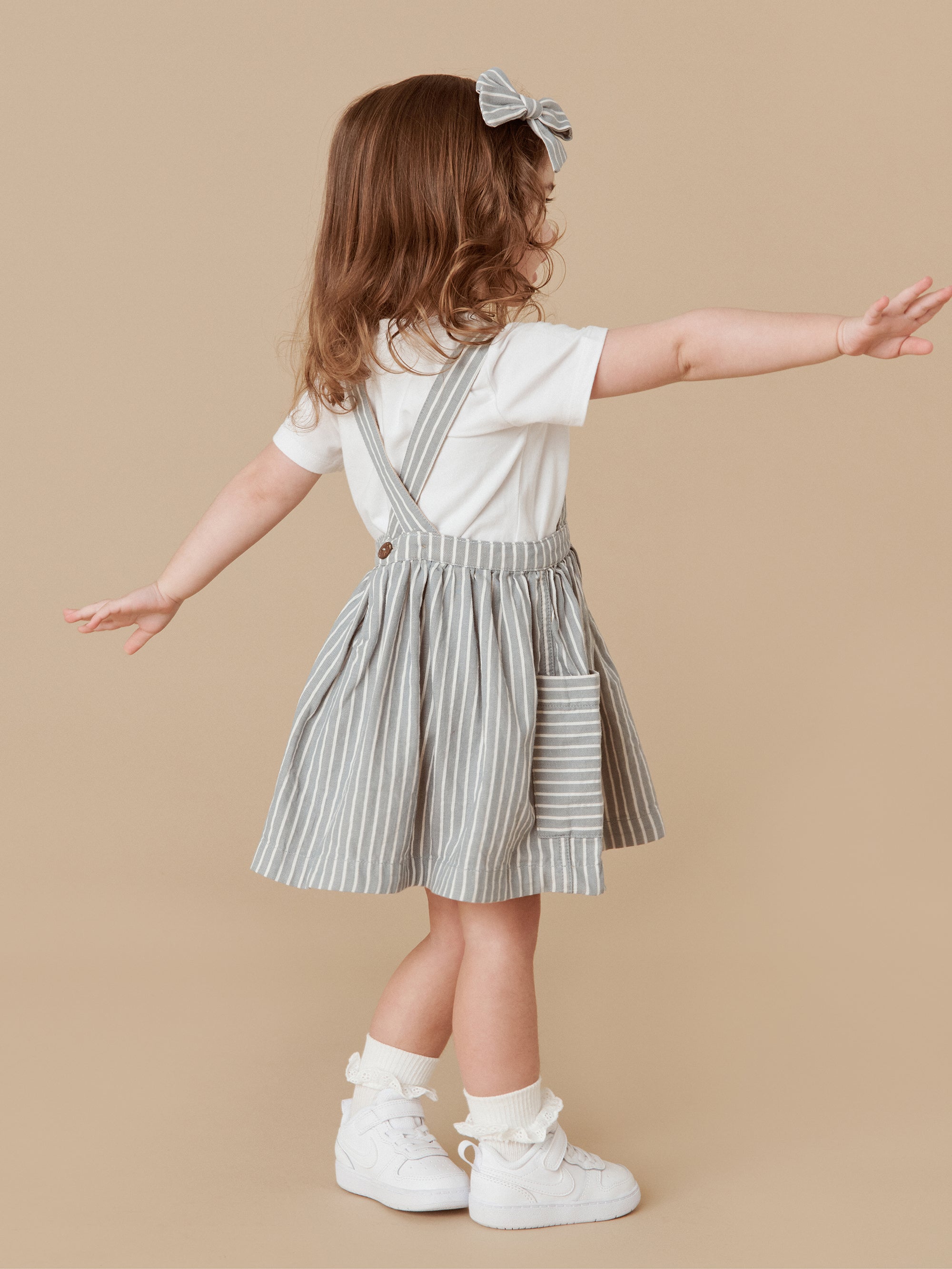 Huxbaby Stripe Reversible Pinafore - Teal + Biscuit