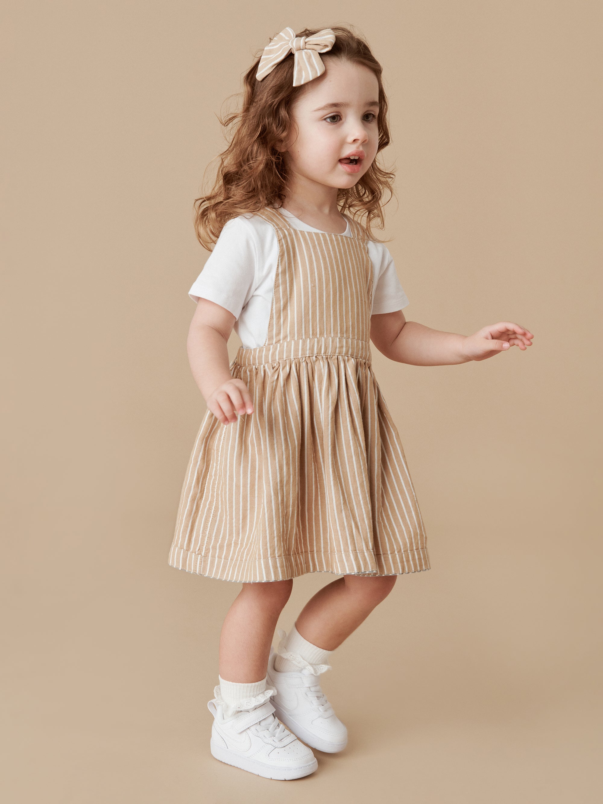 Huxbaby Stripe Reversible Pinafore - Teal + Biscuit