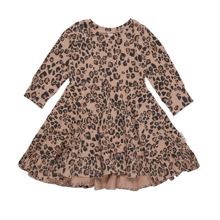 Huxbaby Jaguar Long Sleeve Swing Dress - Maple Sugar